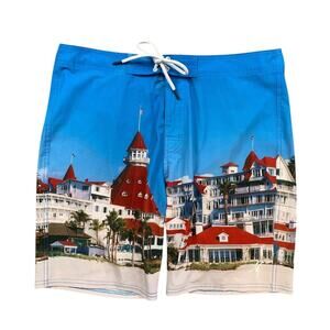 Toes On The Nose Board Shorts Mens 36 Hotel del Coronado Printed Beach Swim Surf